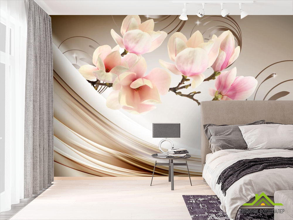 Фотошпалери Магнолія на атласі