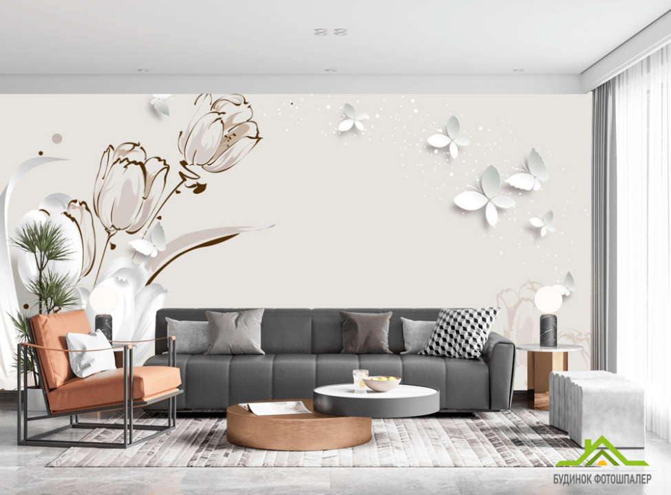 выбрать Фотошпалери Векторні тюльпани Фотошпалери квіти 3d на стіну