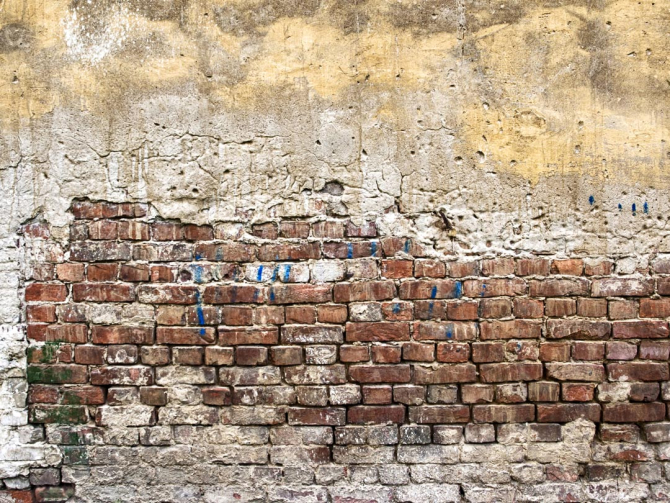 Фотошпалери Жовто-біло-червона цегляна стіна