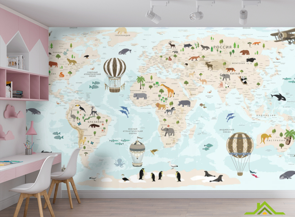выбрать Фотообои Карта в детскую Фотообои в детскую на стену
