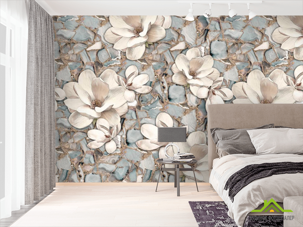 Фотошпалери Магнолія на тлі мармуру