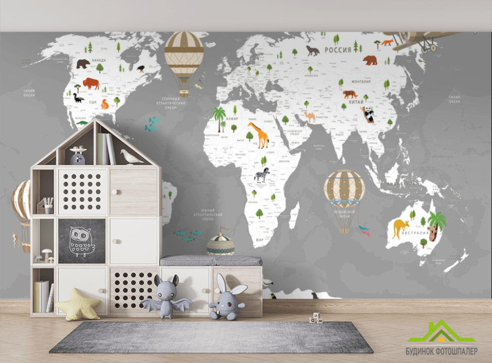 выбрать Шпалери в дитячу Карта Фотошпалери Розвиваючі карти на стіну