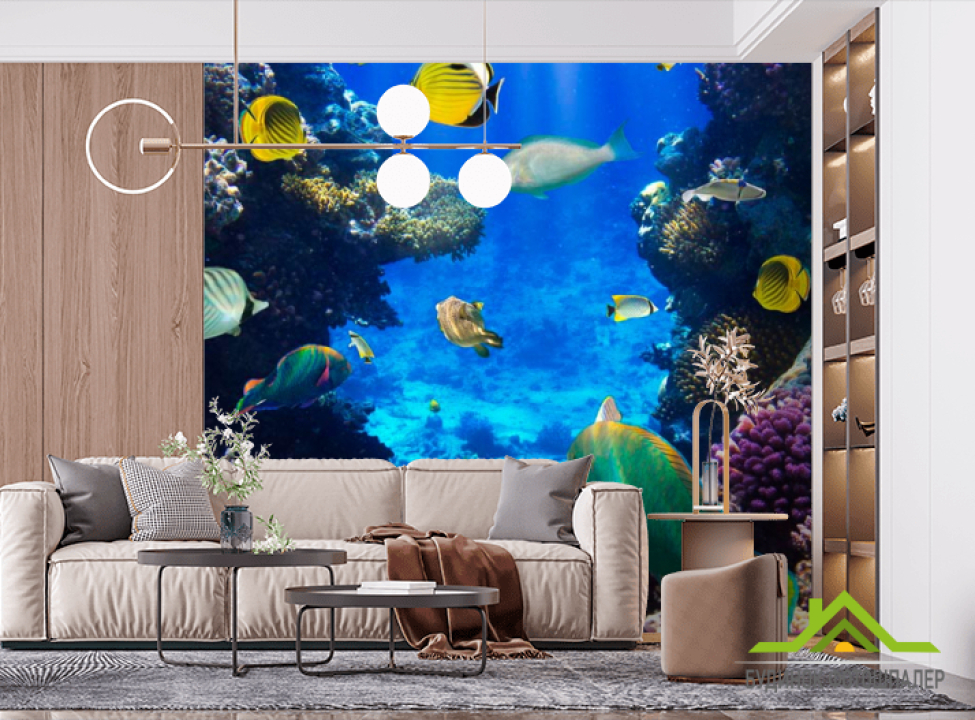 выбрать Фотошпалери Косяк рибок у морі Фотошпалери Риби і море на стіну