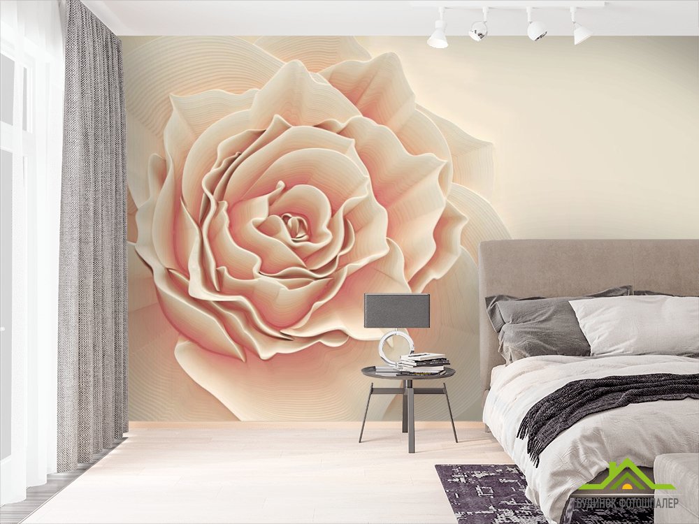 Фотообои Бежевая обьемная роза