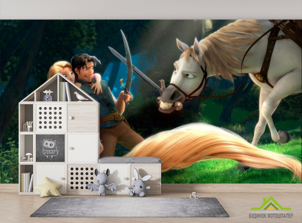 выбрать Фотошпалери Бійка з конем Фотошпалери Рапунцель на стіну