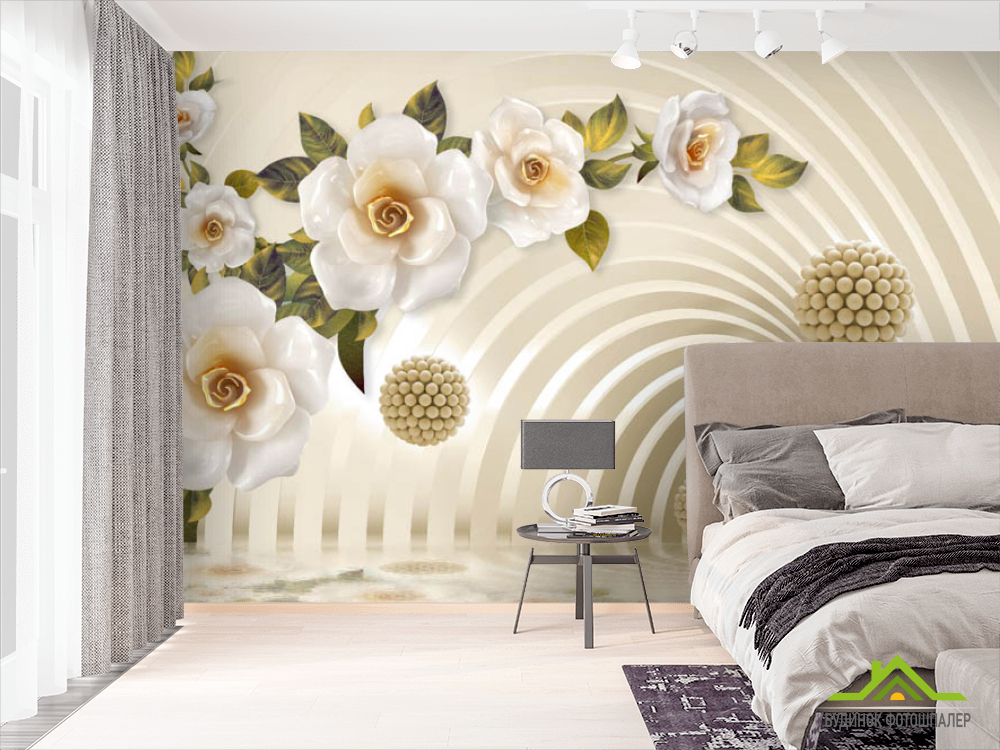 Фотообои 3д тонель с цветами