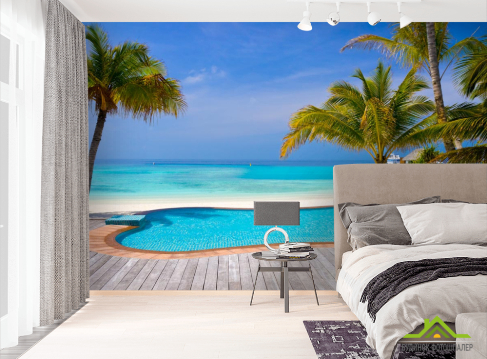 выбрать Фотообои Бассейн и пальмы на берегу моря Фотообои Море на стену