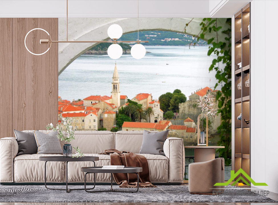 выбрать Фотошпалери Арка, місто, море Фотошпалери Фрески на стіну
