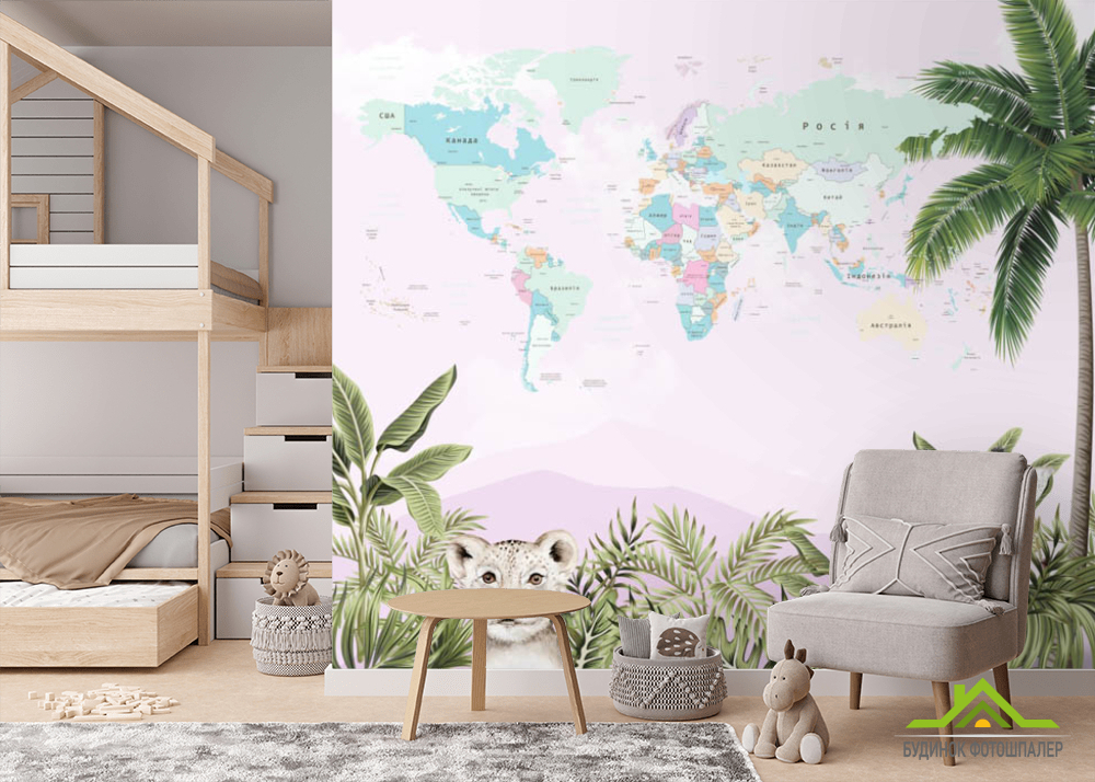 Фотошпалери Карта з тваринами