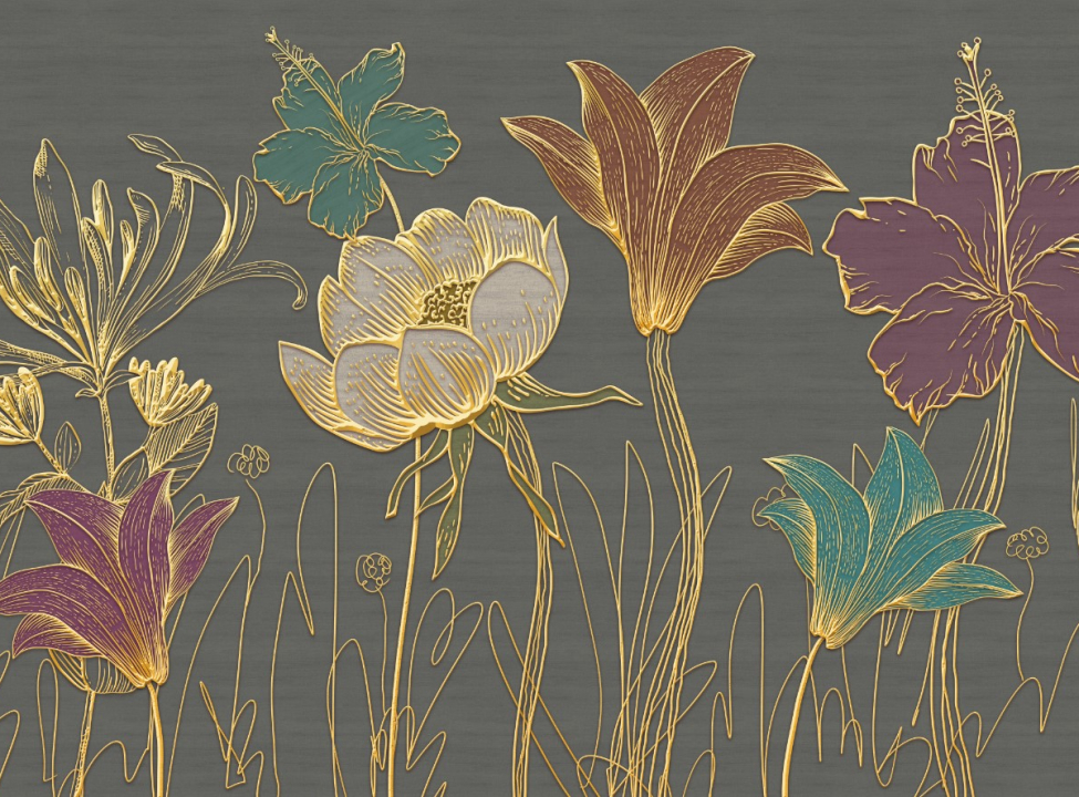 выбрать Золоті квіти Готові фотошпалери на стіну