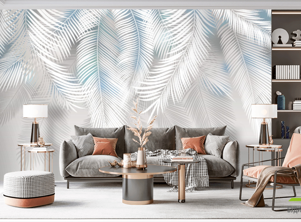 выбрать Фотообои Пушистые пальмовые листья на стену Фотообои Дизайнерские листья на стену