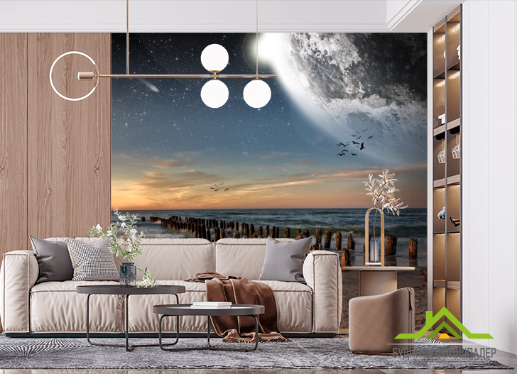 Фотошпалери місяць над морем