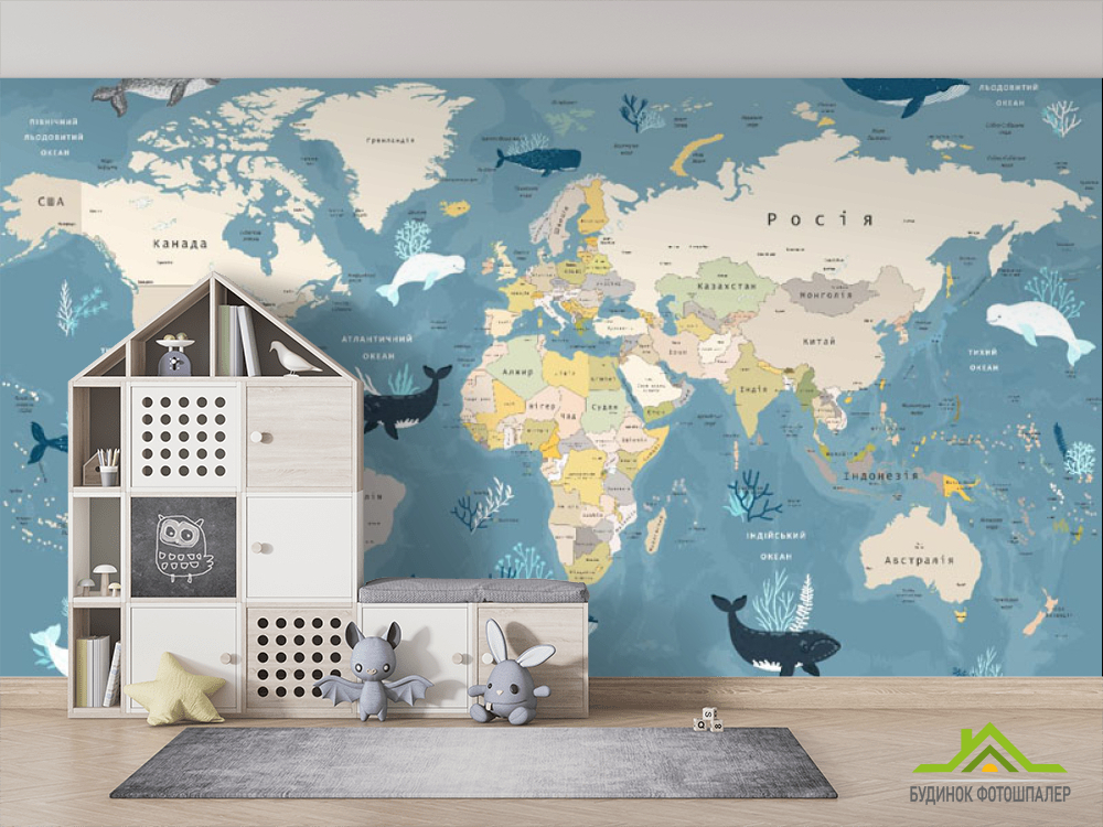 Фотошпалери Карта з тваринами