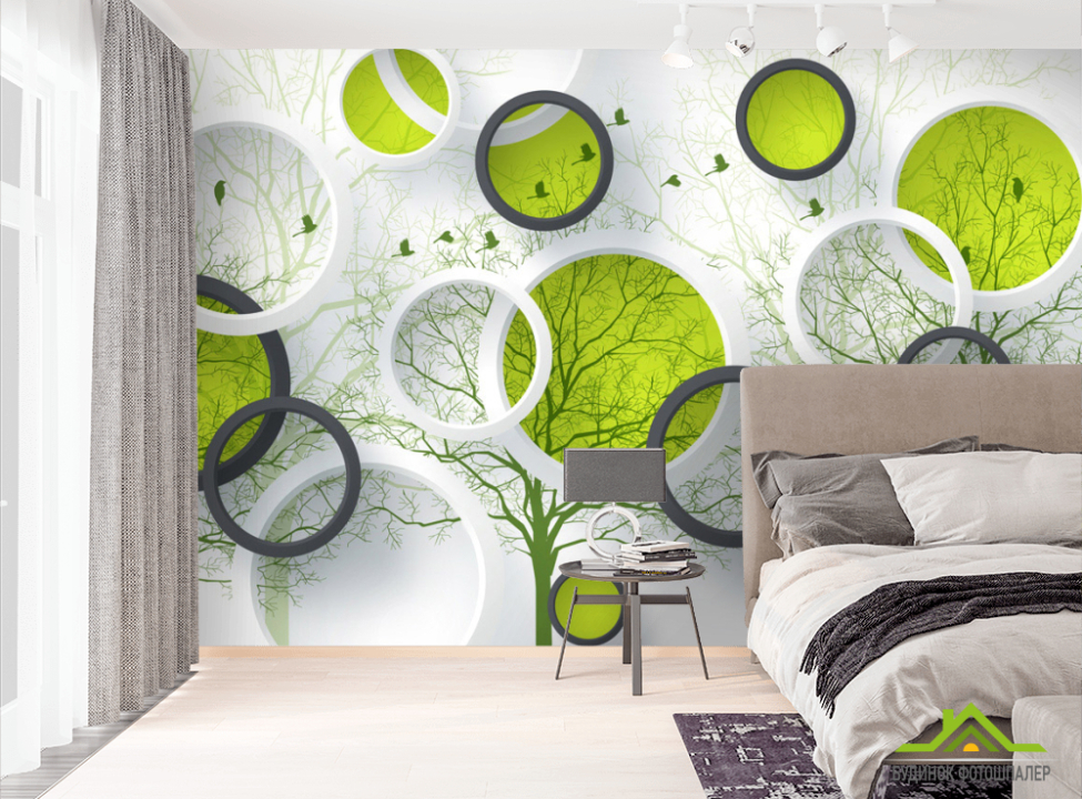 выбрать Фотошпалери Кола і зелені дерева  на стіну