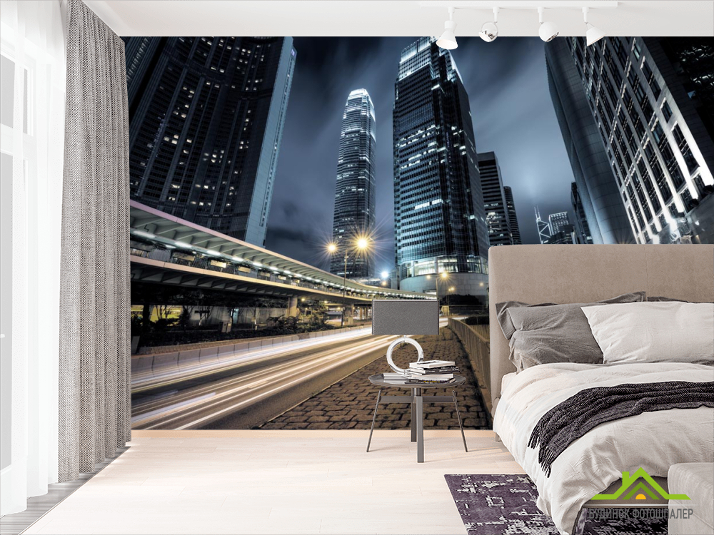 Фотообои вечерний город перспектива