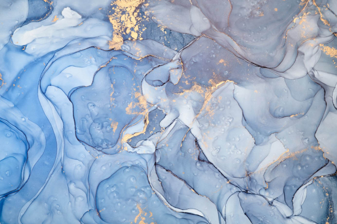 Фотошпалери Блакитний Fluid art з золотом