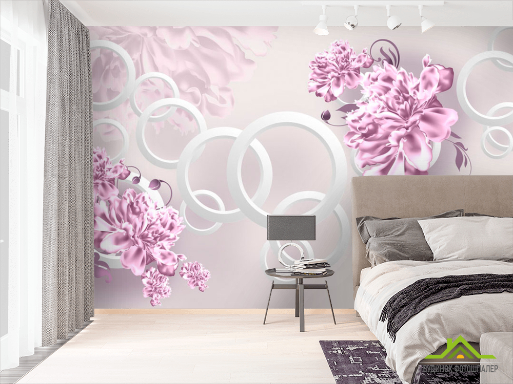 Фотошпалери Фіолетові квіти і кола