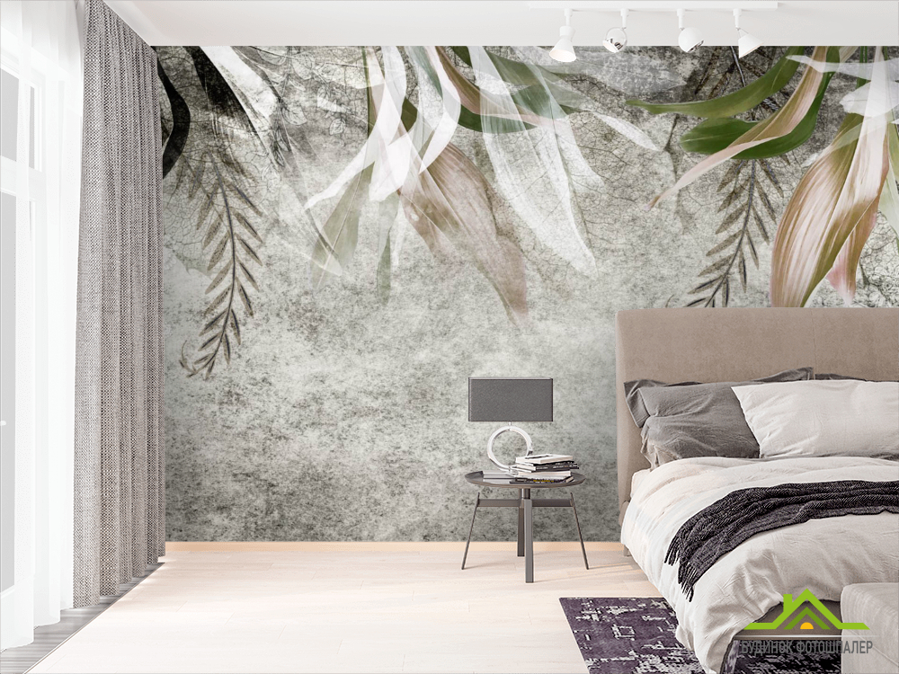 Фотошпалери Листя на бетоні