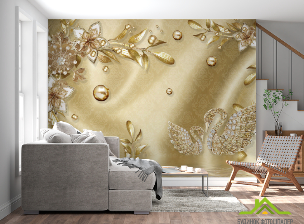 выбрать Фотошпалери Золоті листя Фотошпалери квіти 3d на стіну