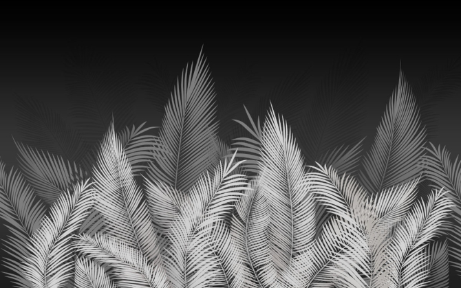 Фотообои Листья в серых оттенках