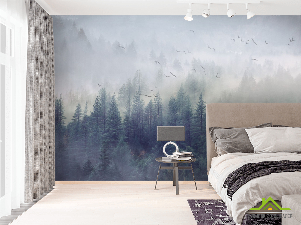 Фотообои лес, туман