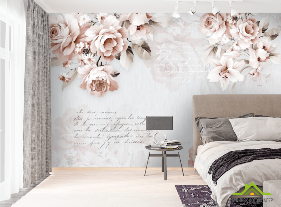 выбрать Фотошпалери Векторні квіти з написами на стіну