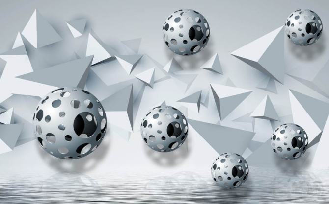 Фотообои 3д сферы над водой