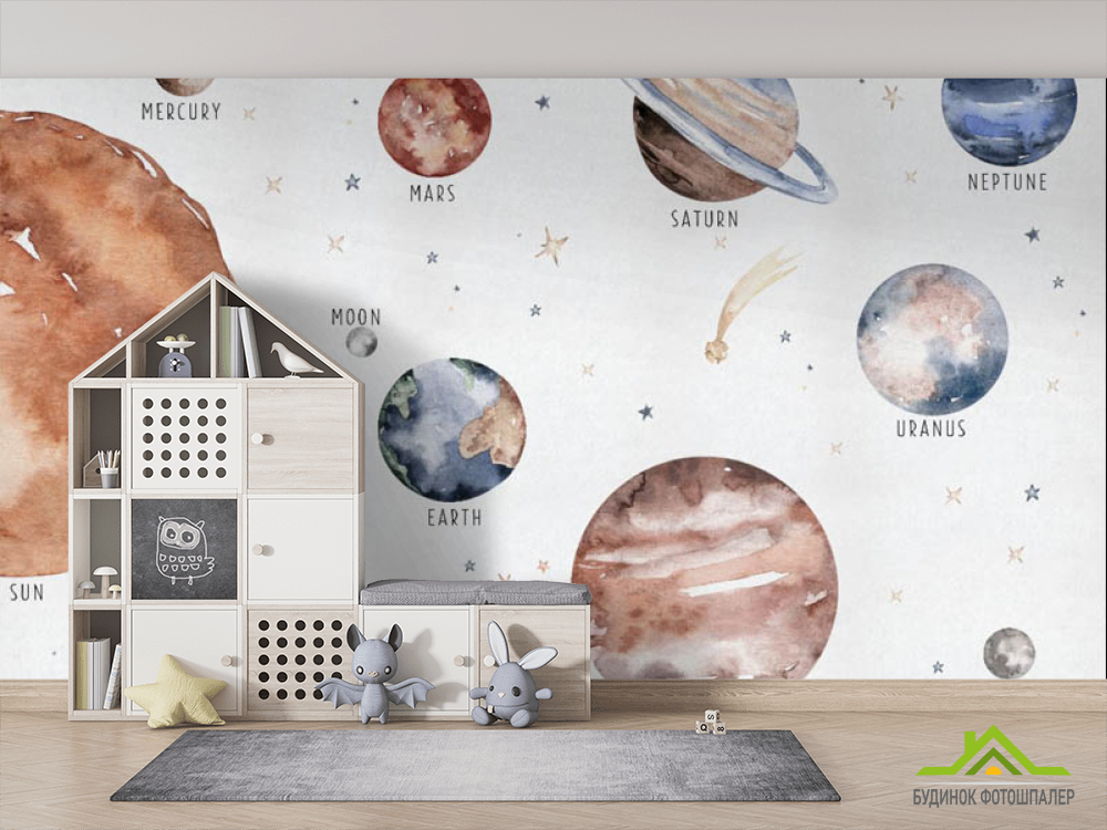 Фотошпалери планети акварельні