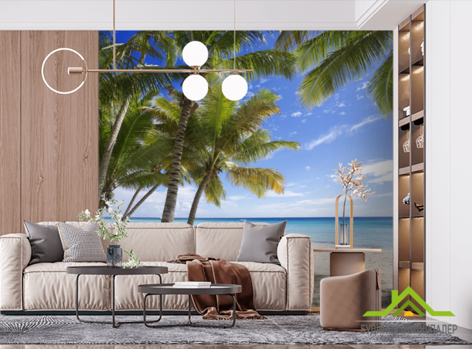 выбрать Фотошпалери тінь від пальм на березі моря  на стіну