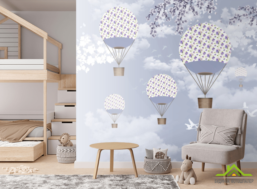 выбрать Фотошпалери повітряні кулі з тваринами Фотошпалери Little kids на стіну