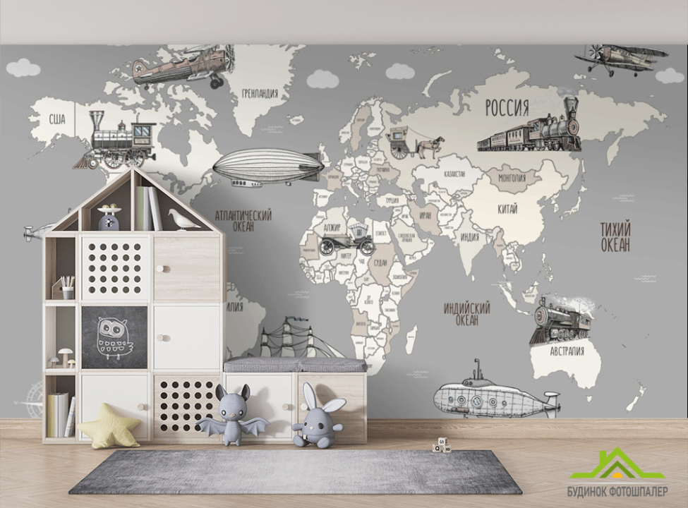 выбрать Шпалери в дитячу Карта Фотошпалери Розвиваючі карти на стіну