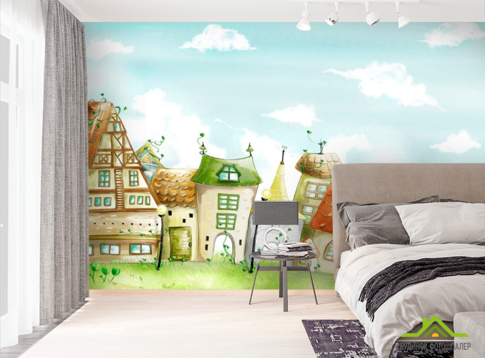 выбрать Фотошпалери Місто і хмари Фотошпалери Ілюстрації на стіну