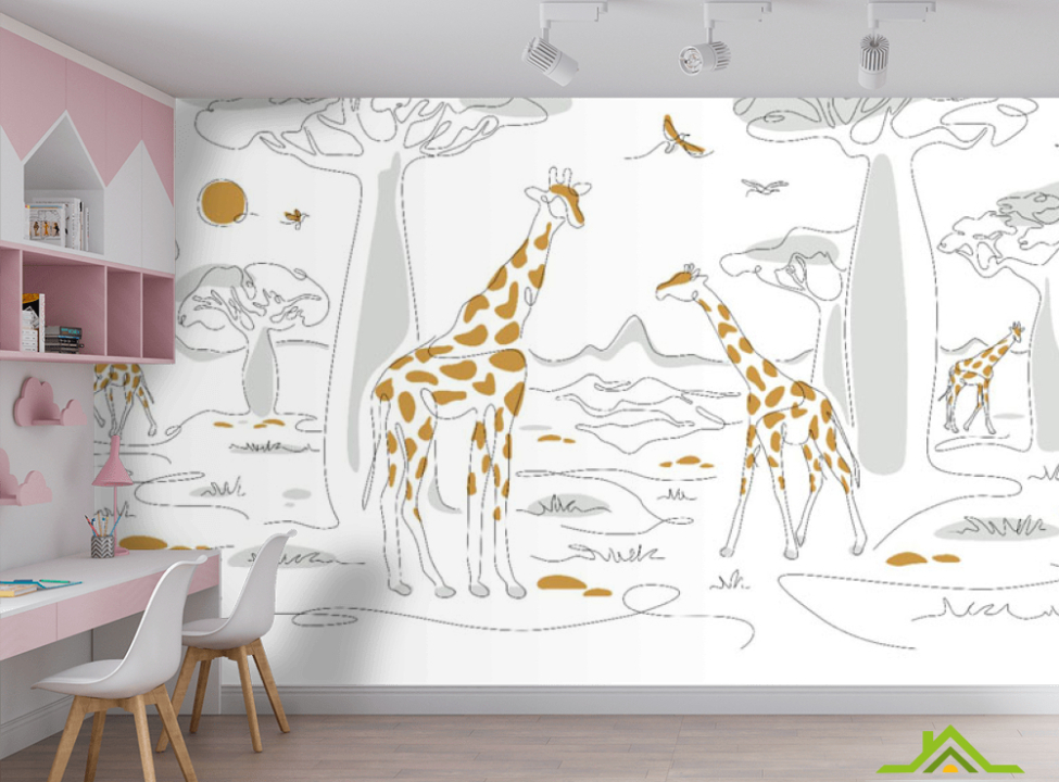 выбрать Фотообои Минималистичные жирафы Фотообои Little kids на стену