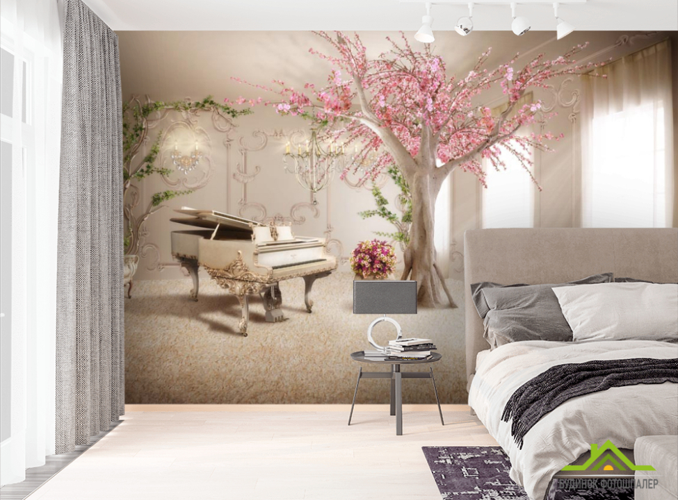 выбрать Фотообои Сакура с роялем  на стіну