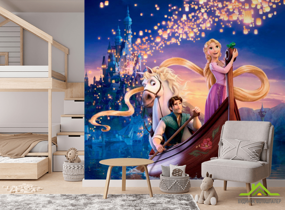 выбрать Фотошпалери Троє в човні Фотошпалери Рапунцель на стіну