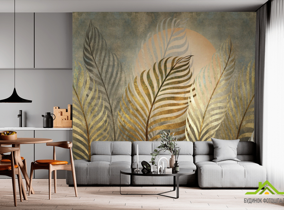 выбрать Фотообои золотые листья Фотообои с золочением на стену