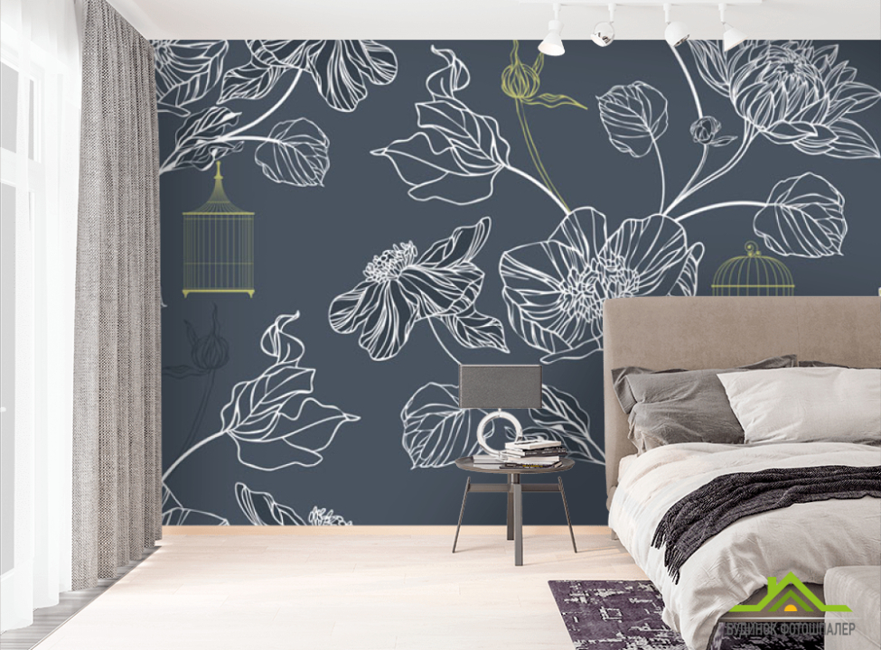 выбрать Фотошпалери Векторні квіти Фотошпалери в скандинавському стилі на стіну