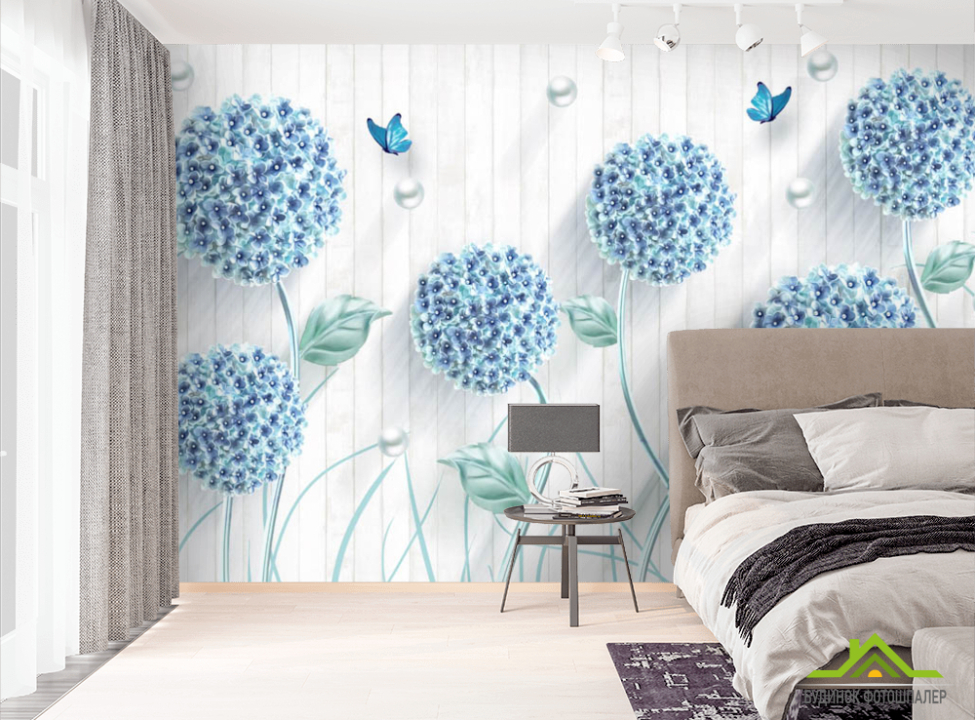 выбрать Фотошпалери 3D блакитні кульбаби Фотошпалери Квіти на стіну