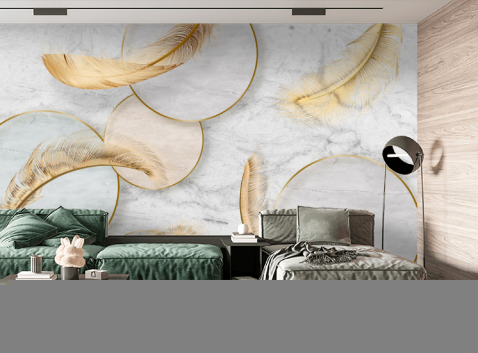 выбрать Фотообои золотые перья Фотообои с золочением на стену