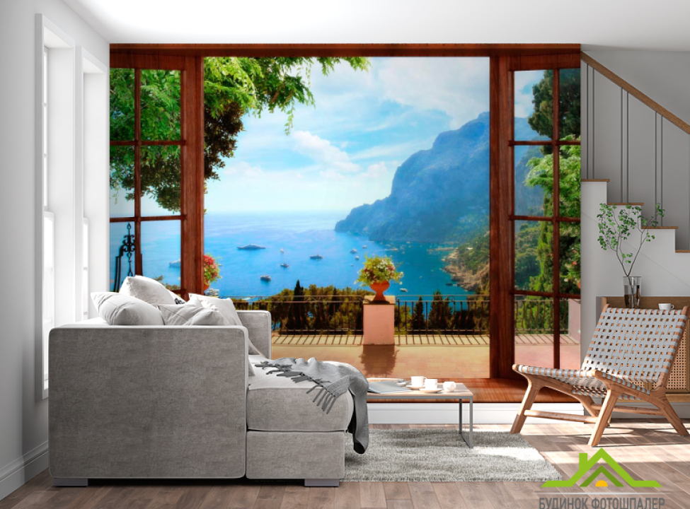 выбрать Фотошпалери Вид на океан Фотошпалери Вид з вікна на стіну