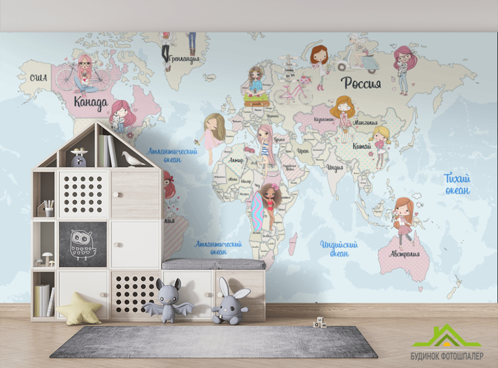 выбрать Шпалери в дитячу Карта Фотошпалери Розвиваючі карти на стіну