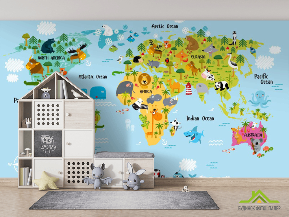 Фотошпалери Дитяча карта англійською мовою