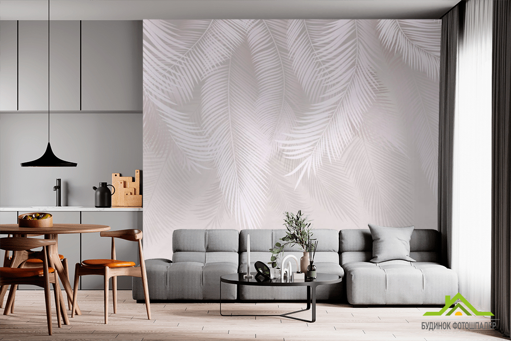 Фотошпалери сірі листя на стіну
