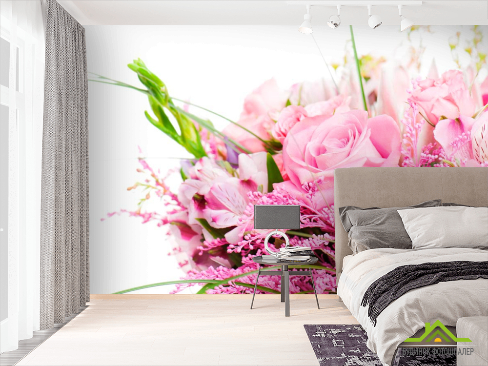 Фотошпалери Букет з рожевими трояндами