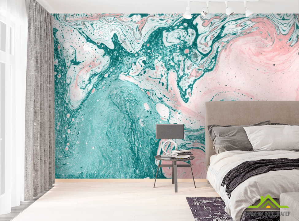 выбрать Фотошпалери рожево-Бірюзовий Fluid art Фотошпалери Fluid art на стіну