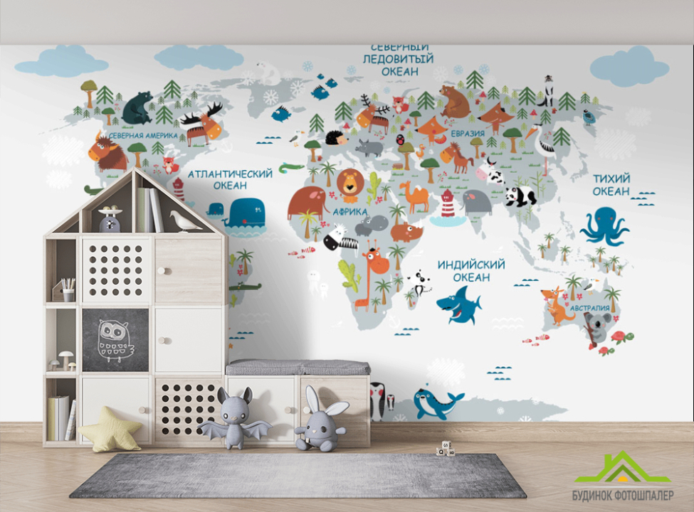 выбрать Шпалери в дитячу Карта Фотошпалери Розвиваючі карти на стіну