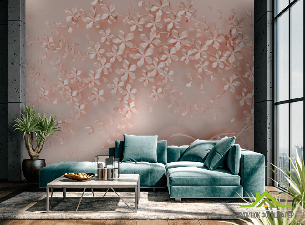 выбрать Фотошпалери Рожеве перламутрове дерево Фотошпалери 3Д барельєф на стіну