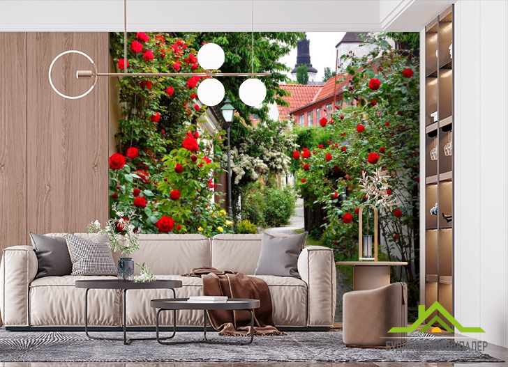 Фотошпалери Гарна вуличка з квітами