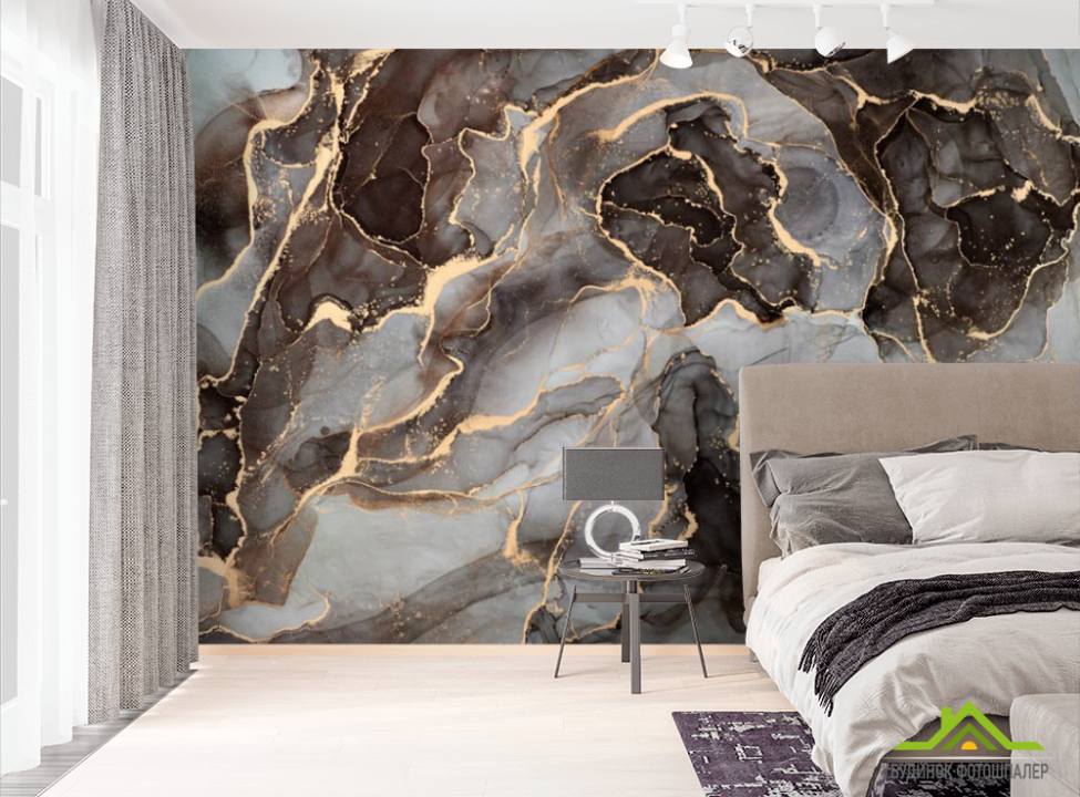 выбрать Фотошпалери Чорний fluid art з золотом Фотошпалери Fluid art на стіну