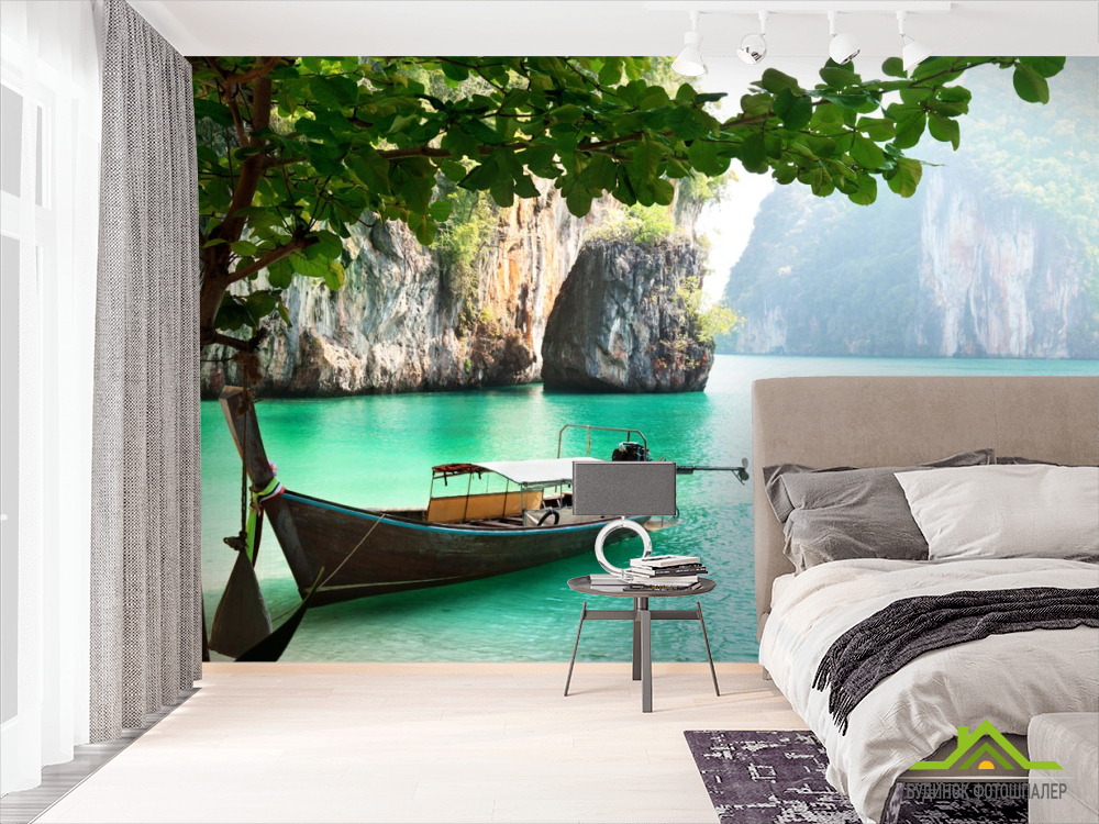 Фотообои лодка в гавани